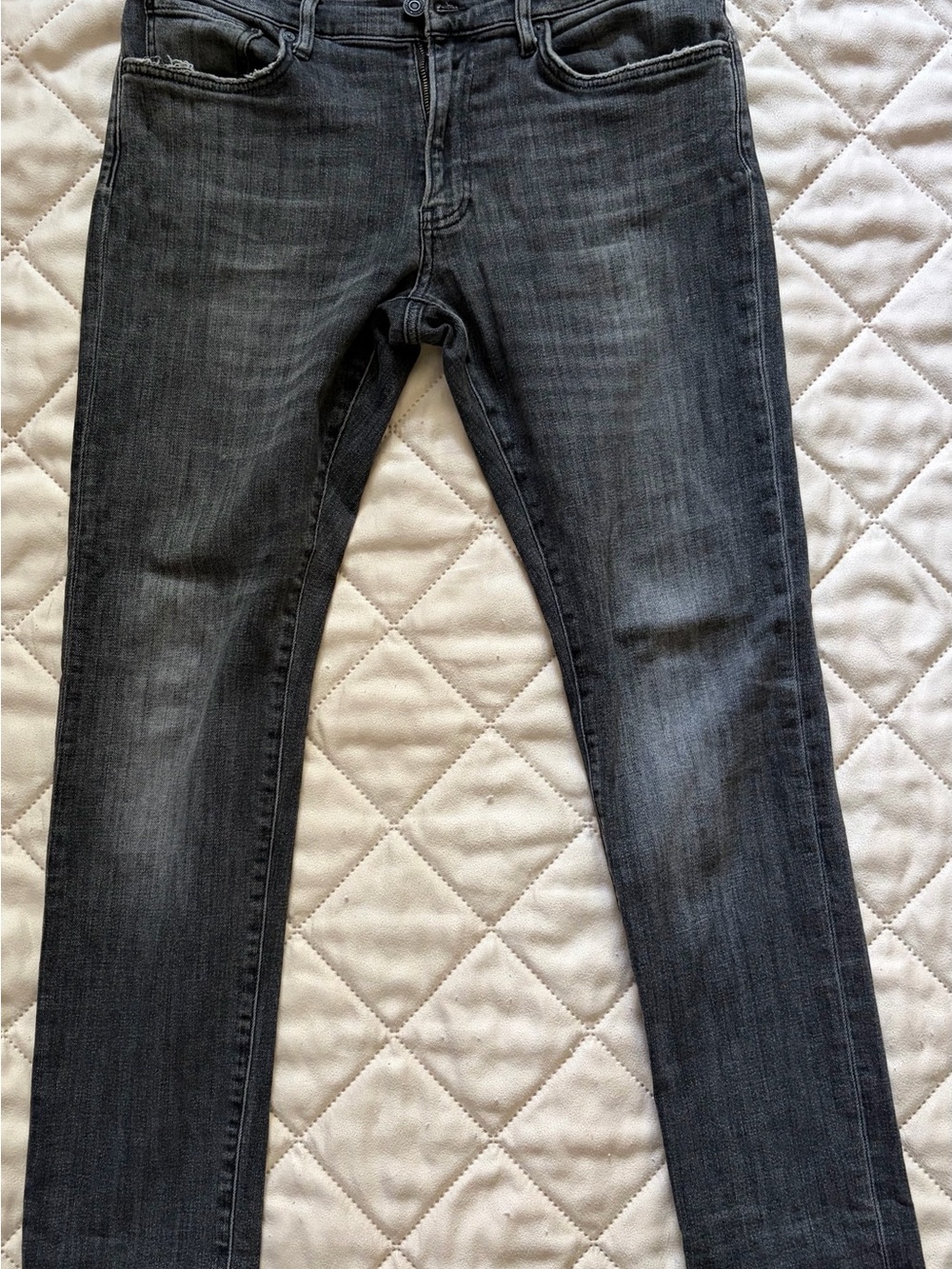 Ovadia New York Men 32 Slim Straight Distressed Black Jeans